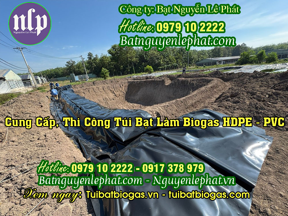 Thi công hầm Biogas HDPE Cung Cấp Màng Chống Thấm HDPE, Màng Vải Địa Kỹ Thuật tại Bà Rịa Vũng Tàu