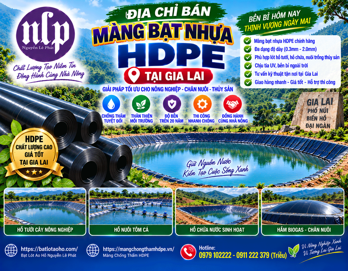 Địa Chỉ Bán Màng Bạt Nhựa HDPE Lót Hồ Tưới Tại Gia Lai Địa Chỉ Bán Màng Bạt Nhựa HDPE Lót Hồ Tưới Tại Gia Lai